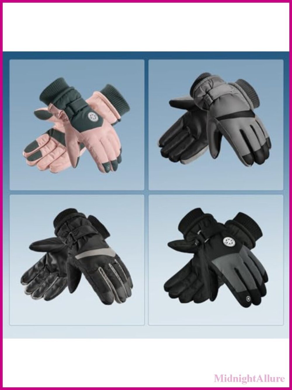 Waterproof Windproof Ski Gloves Touchscreen PU Leather Palm Wool Lined - Picture 5 of 6